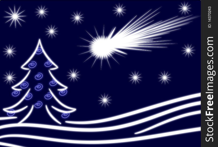 An example of christmas greeting card with a christmas tree, stars and snowflakes!