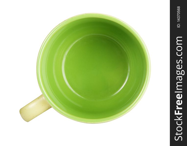 Green tea cup, view from above, with clipping path