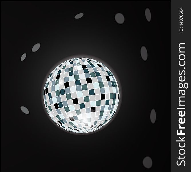 Illustration- disco ball isolated on a black background