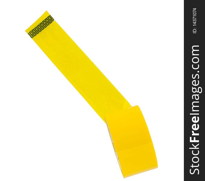 Yellow adhesive tape on a white background