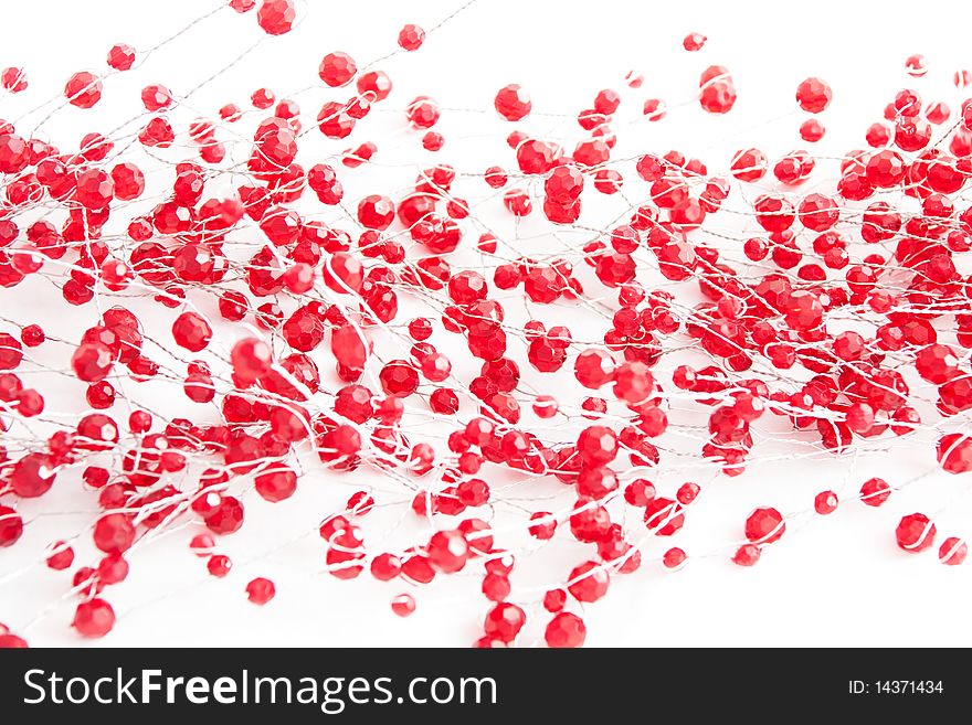 A chain  with red jewels isolated on white. A chain  with red jewels isolated on white