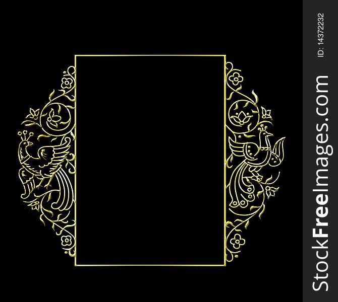 Golden frame isolated on black background in vector format. Golden frame isolated on black background in vector format
