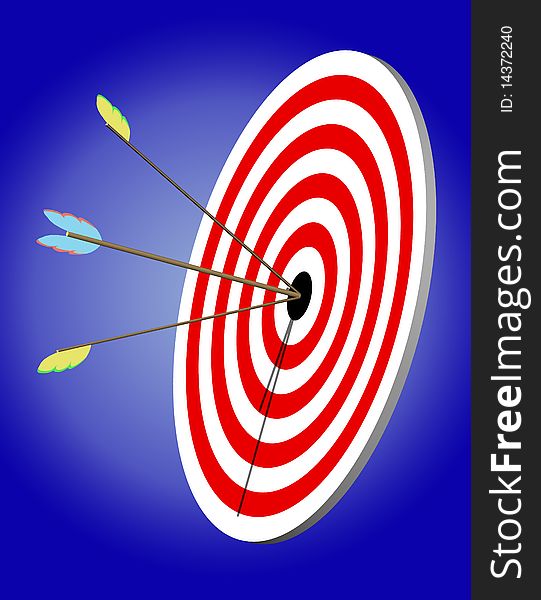Two arrows, and the target are shown in the picture. Two arrows, and the target are shown in the picture.