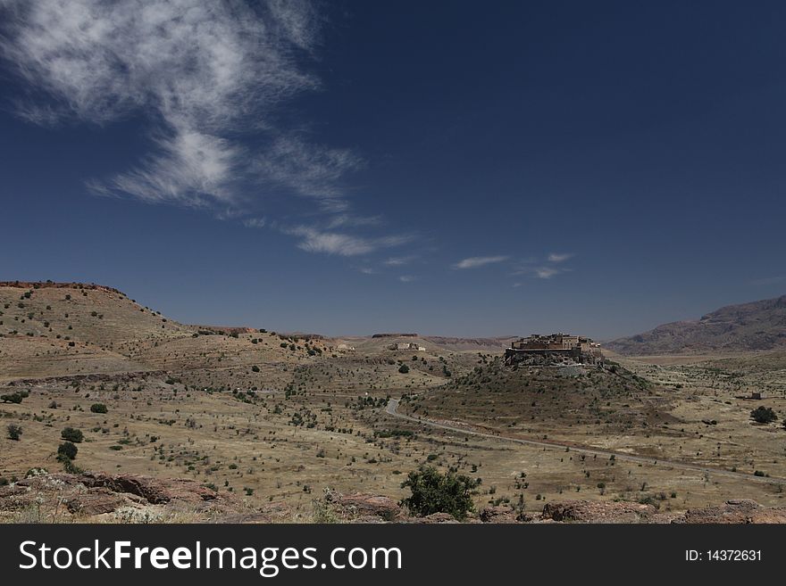 Old Hystorical Fort In Mountain Of Morocco