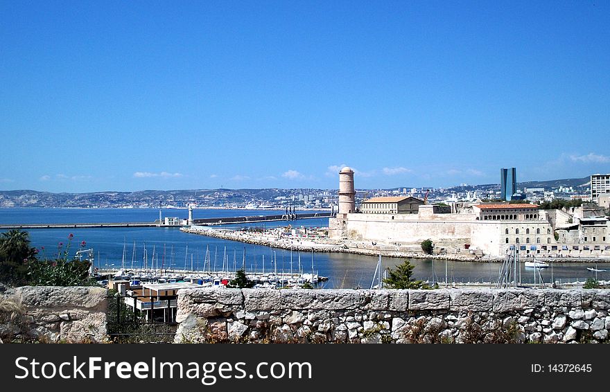 You can admire the beautiful old harbour and the fort St Jean of Marseille, France. You can admire the beautiful old harbour and the fort St Jean of Marseille, France.