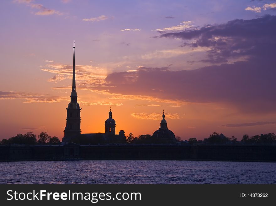 Peter And Paul Fortress At Sunset