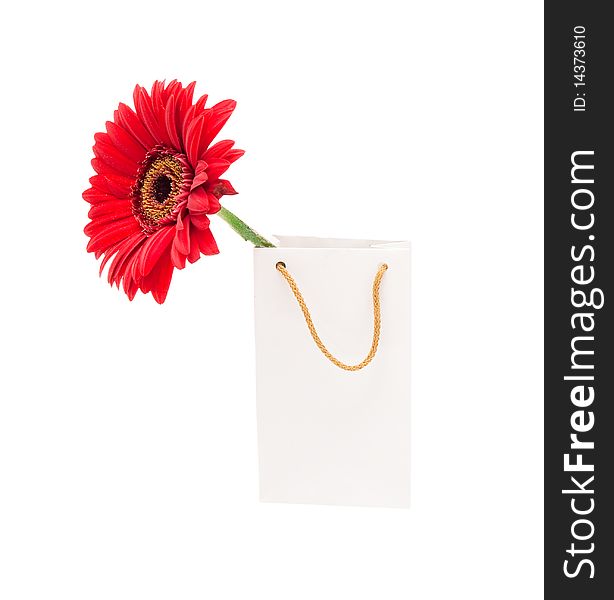 White Gift Package With A Red Flower