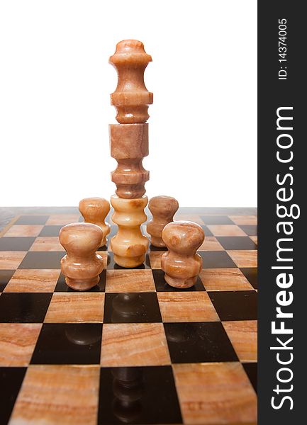 Chess game on board on isolated background