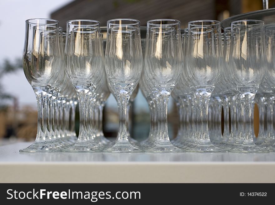 Many glasses on the table