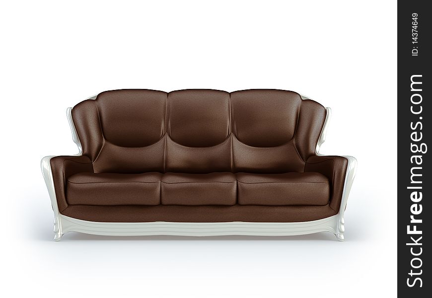 Stylish 3d sofa on the white background