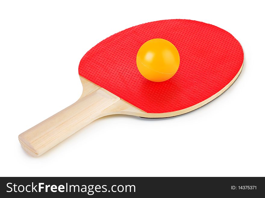 Tennis racket and ball isolated on white background