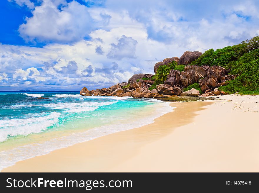 Tropical beach at Seychelles - nature background