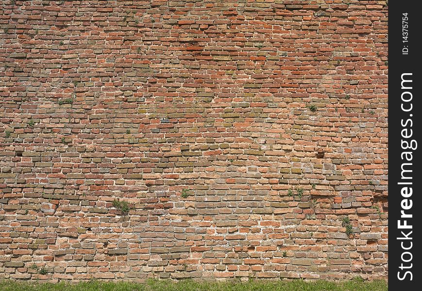 Wall of bricks, wide and detail. Wall of bricks, wide and detail