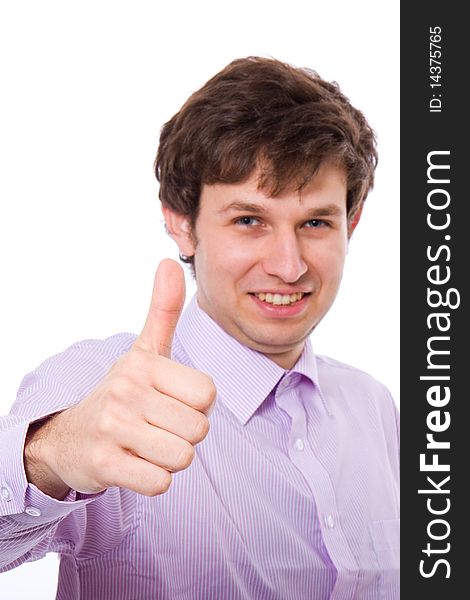 Thumbs Up, Happy Isolated Male Face