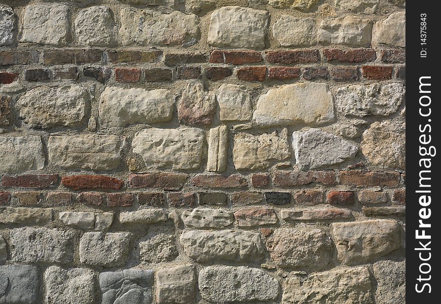 Wall of bricks, wide and detail. Wall of bricks, wide and detail