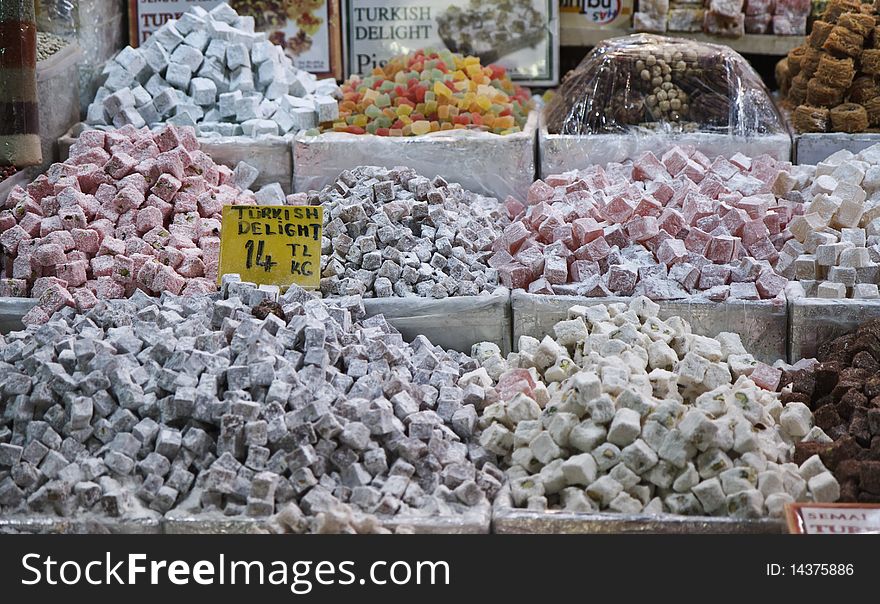 Turkey, Istanbul, Spice Bazaar, turkish candies for sale