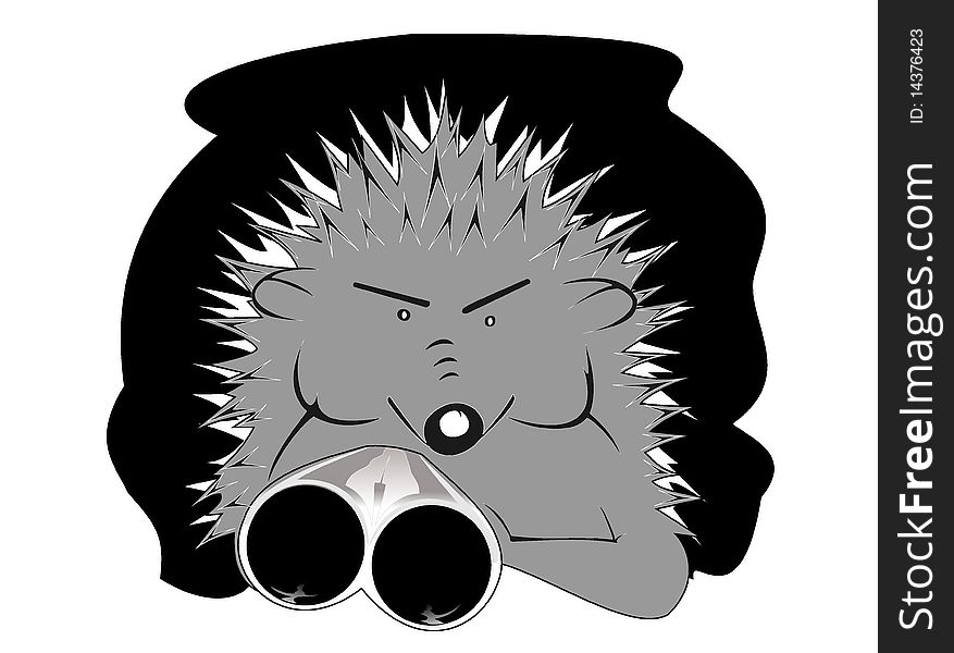 Hedgehog the night hunter with rifle