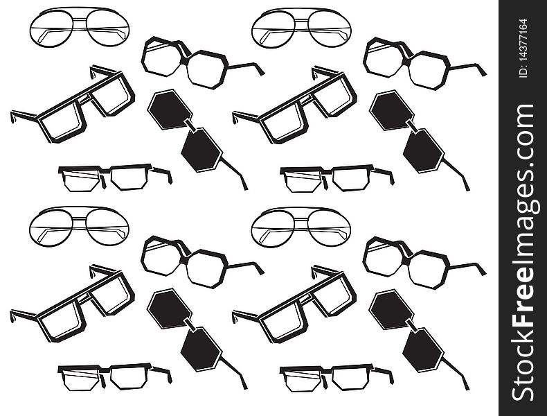 the white image of background is black consisting of different glasses