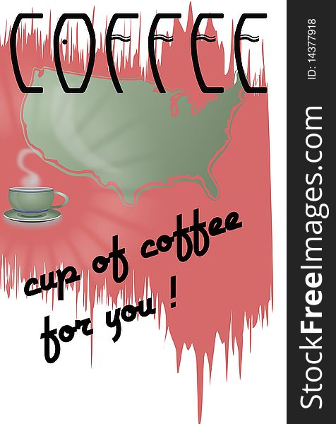 Retro poster with an invitation to coffee. Retro poster with an invitation to coffee