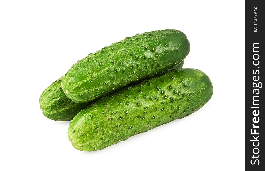 Fresh cucumbers isolated on white background