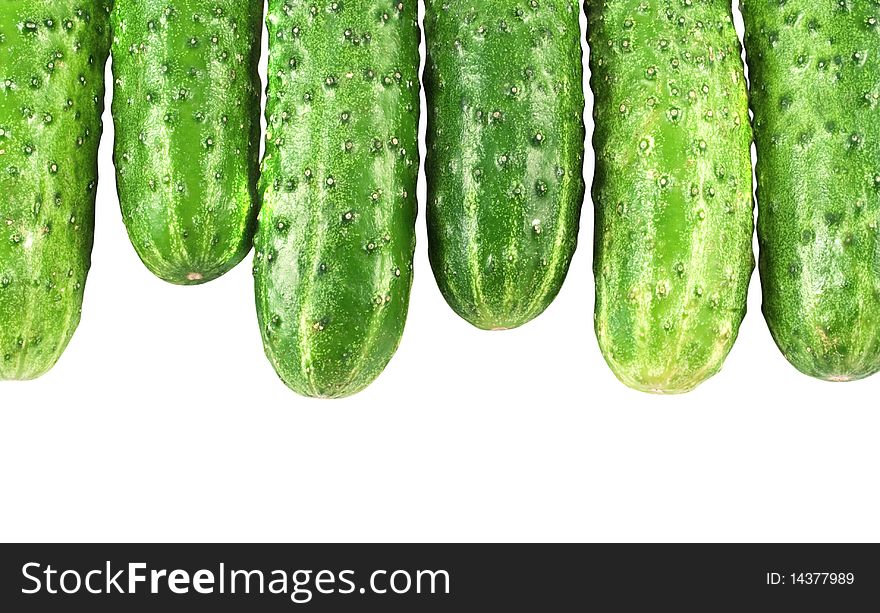 Fresh cucumbers isolated on white background