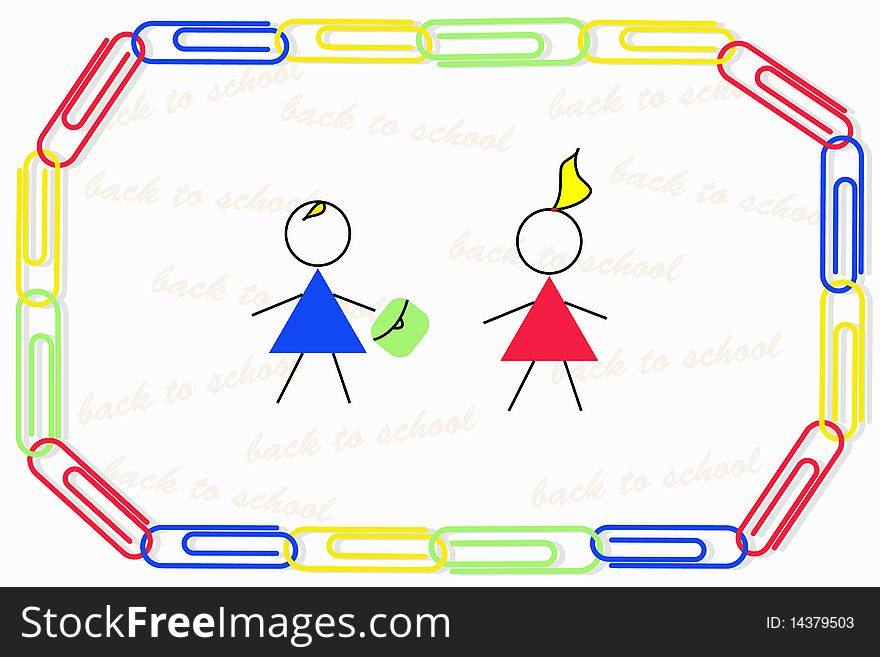 Color clips and children on white background. Color clips and children on white background