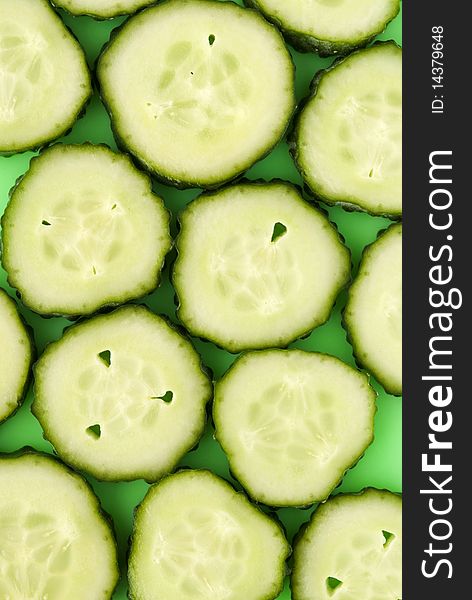 Chopped cucumber rings, close-up, can be used as texture