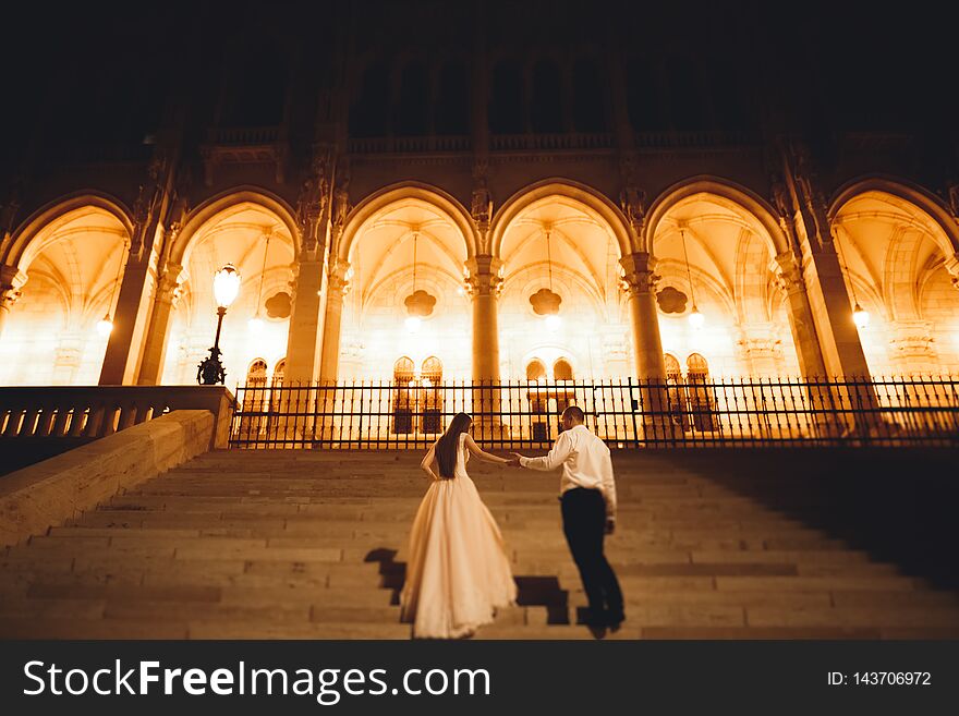 Caucasian Happy Romantic Young Couple Celebrating Their Marriage. Outdoor