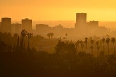 Near Downtown Los Angeles At Sunset- View From Elysian Park Royalty Free Stock Photography