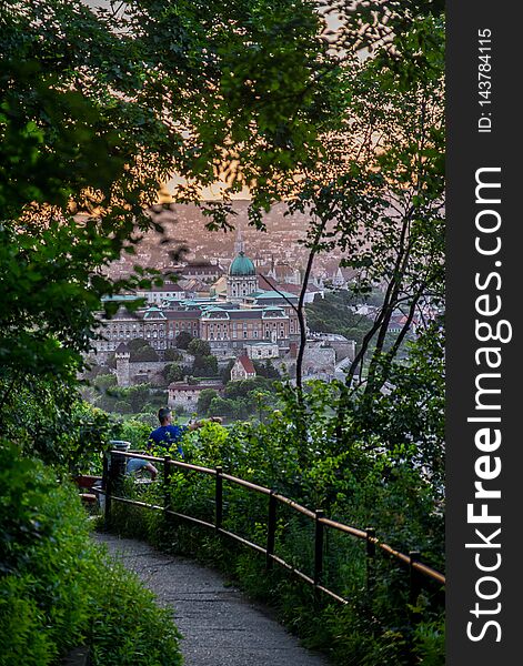 Path to Buda castle in Budapest at spring