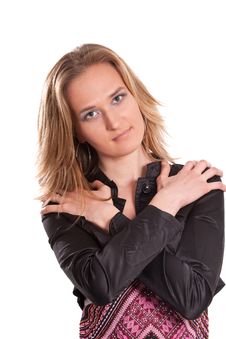 Young Blonde Modern Woman With Stylish Clothes Stock Image Young Blonde Modern Woman With Stylish Clothes Stock Image