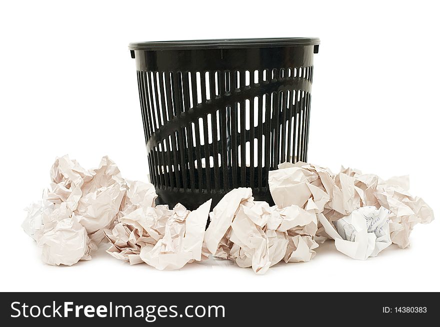 Basket for garbage isolated on the white background