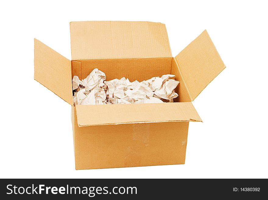 Box With Garbage Isolated Over White