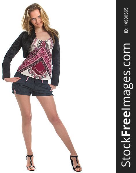 Young blonde modern woman with stylish clothes. Ideal for hip, fresh and modern lifestyle use.