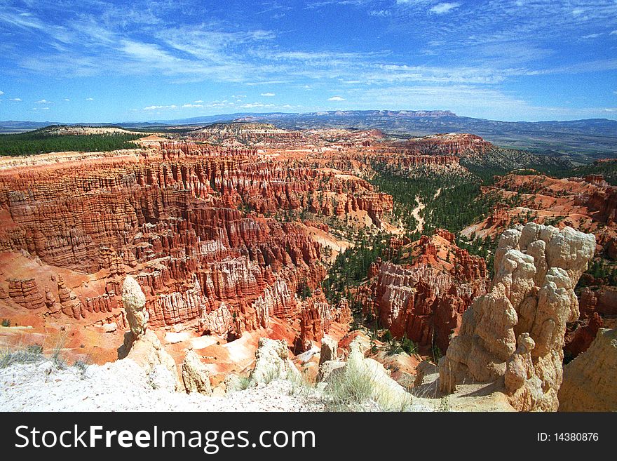 Wide angle of Bryce Canyon National Park in Utah.