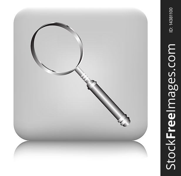 Magnifying glass on gray button