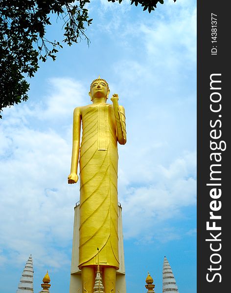 Thai Temple in Roi Et province with clear blue day