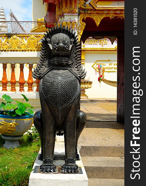 Thai Temple in Roi Et province with clear blue day