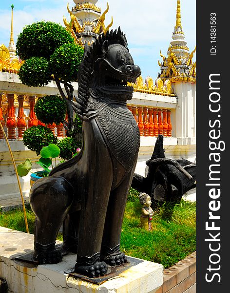 Thai Temple in Roi Et province with clear blue day