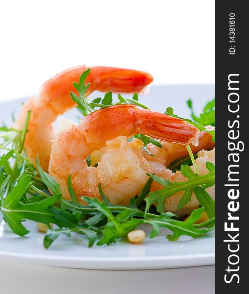 Salad with shrimps and arugula. Salad with shrimps and arugula
