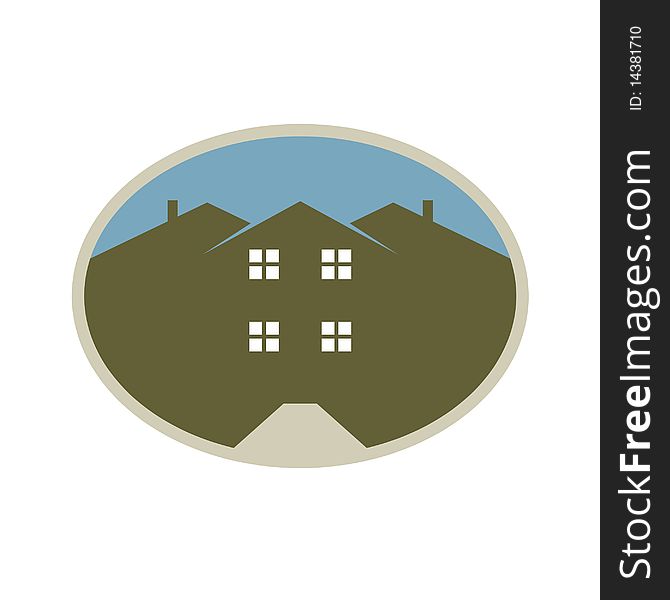 Home logo with shape roofs and access driveway. Home logo with shape roofs and access driveway