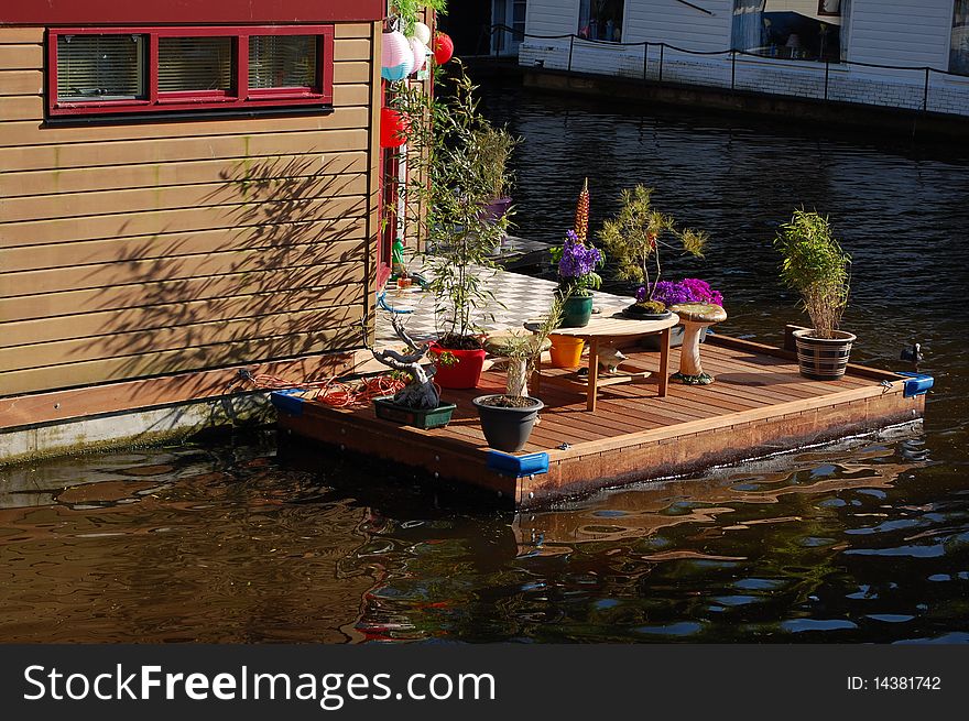 Dutch Houseboat In Amsterdam