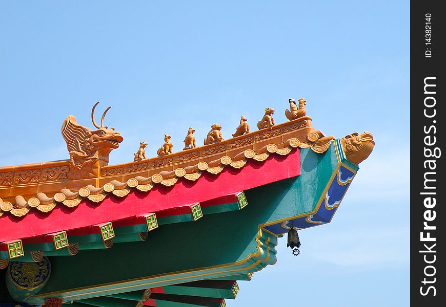 Chinese temple roof colorful style. Chinese temple roof colorful style