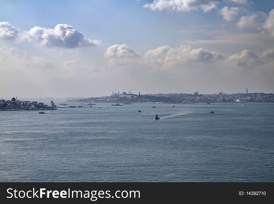 Turkey, Istanbul, panoramic view of the city and the Bosphorus Channel. Turkey, Istanbul, panoramic view of the city and the Bosphorus Channel