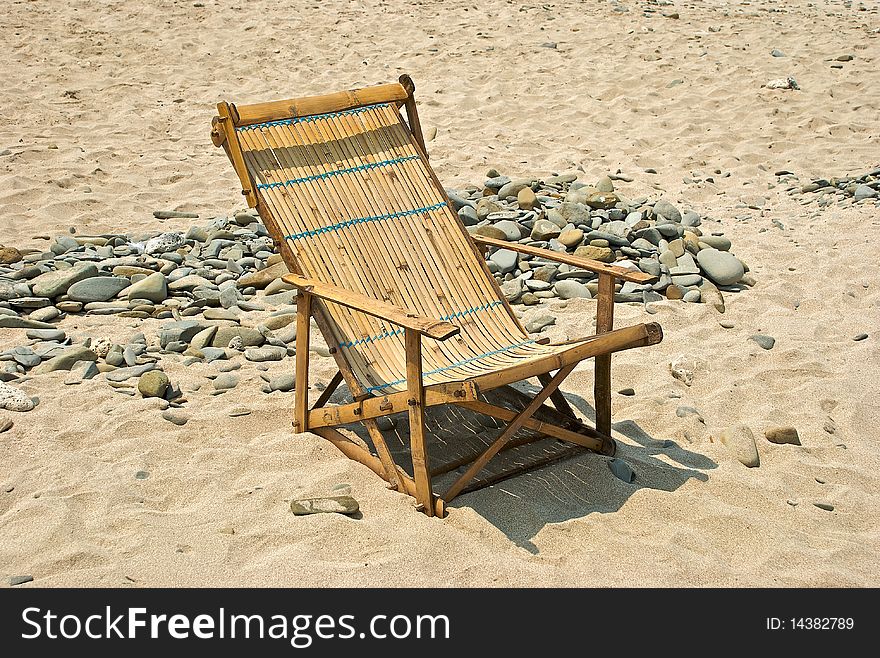 Bamboo deckchair on a desert island, near Ngapali, Burma