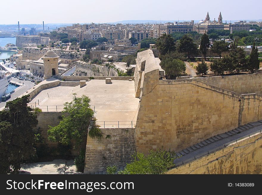 Panorama of Valetta, the capital of Malta, from city wall