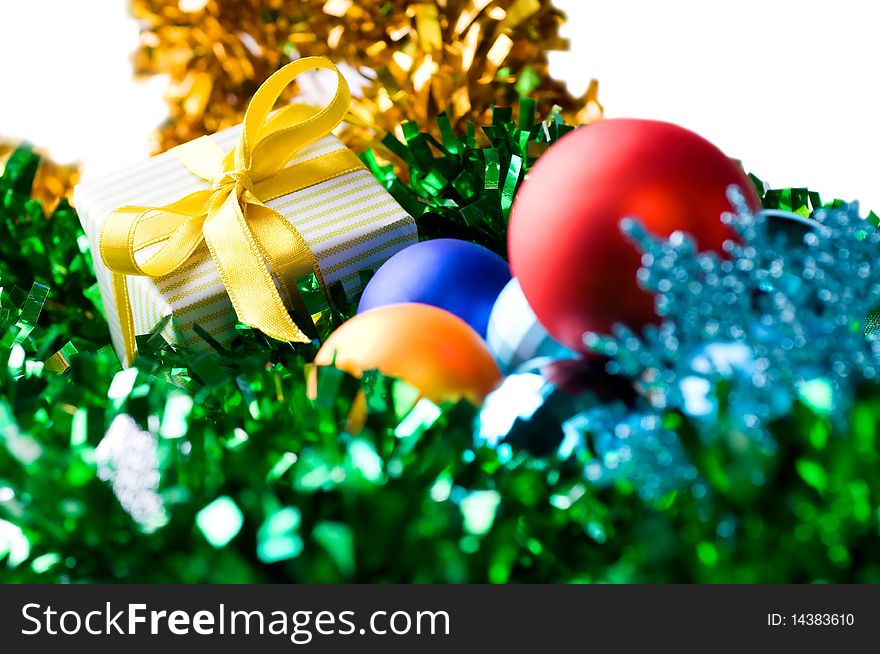 Colorful Christmas decoration isolated on white background