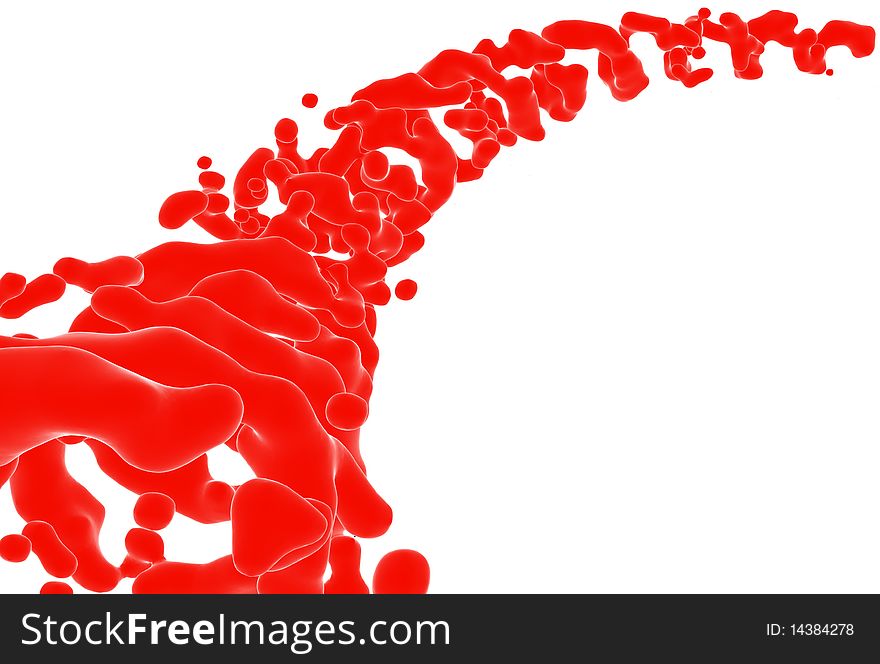 Red spray on a white background
