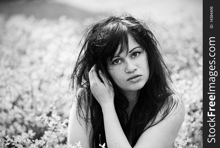 Portrait of brunette girl outside. Portrait of brunette girl outside