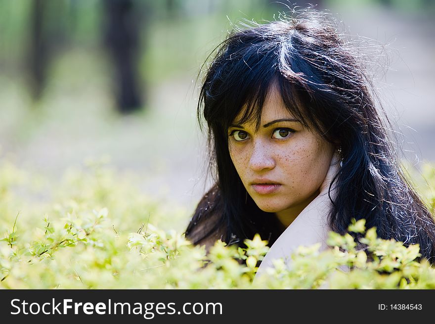 Portrait of sexy brunette girl outside. Portrait of sexy brunette girl outside